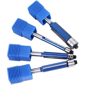 4Pcs Flush Trim Bit Set 6mm Schacht Top Dubbele Lagers Rechte Router Professionele Houtbewerking Tool