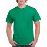 Set van 2x stuks groene katoenen t-shirts voor heren 100% katoen - zware 200 grams kwaliteit - Basic shirts, maat: S (36/48)