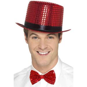 Rode glitter hoed voor volwassenen - Verkleedhoofddeksel