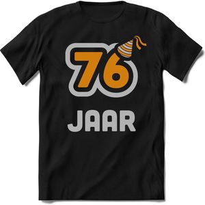 76 Jaar Feest kado T-Shirt Heren / Dames - Perfect Verjaardag Cadeau Shirt - Goud / Zilver - Maat 7XL