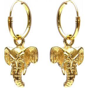 Karma 925 Sterling Zilveren Hoops Symbols Goudkleurige Elephant Head Oorknoppen  - Goud