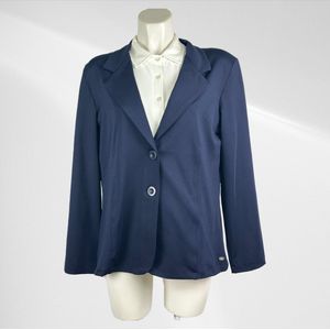 Angele Milan Plus Size Travelstof Blazer - Marineblauw - Stijlvol en Comfortabel - Soepelvallende Travelstof - Strijkvrij & Machinewasbaar - In 4 Grote Maten!