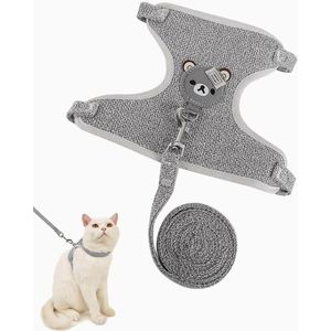 Harnas met lijn voor katten | Verstelbaar en comfortabel | Grijs | Geschikt voor konijnen