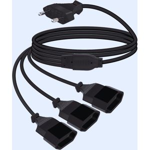 Eurostekker Verlengkabel Plat - Kort Met Meervoudige Stekker – 2.5A - 250V - 0.75 Mm² Voor Monitor - TV En Huishoudelijke Apparaten