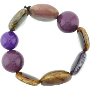 Behave - Armband - paarstinten natuursteenlook - bohemian stijl