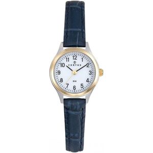 Certus-Duidelijk Dames horloge-Blauw lederen band-Bicolor