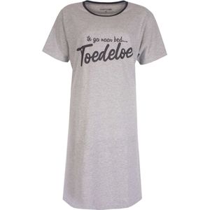 Temptation TPNGD1309A Dames Nachthemd - Big Shirt – Slaapkleedje - Korte Mouwen - 100% Gekamde Katoen – Grijs Melange- Maat 3XL