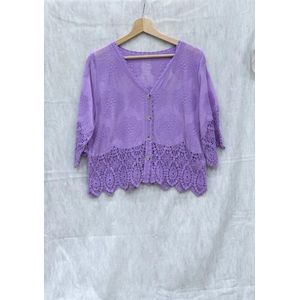 Dames gehaakt vest Pam licht paars Maat M/L bolero model crochet