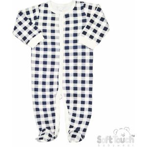 Soft Touch - Baby - Slaappakje - Pyjama - Geruit Boxpak - 100% katoen - Navy - Maat 0-3 mnd - 62