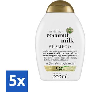 OGX - Coconut Milk - Shampoo - Voedend - Tropische Geur - 385 ml - Bulkverpakking - 5 stuks