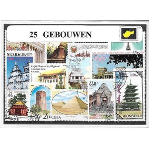 Gebouwen – Luxe postzegel pakket (A6 formaat) : collectie van 25 verschillende postzegels van gebouwen – kan als ansichtkaart in een A6 envelop - authentiek cadeau - kado - geschenk - kaart - architectuur - pagode - toren - pyramide - kerk - paleis