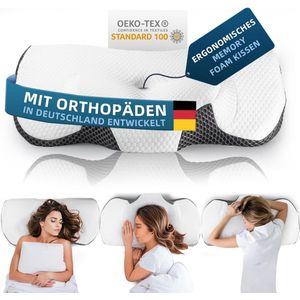 Ergonomisch Hoofdkussen voor Nekpijn - Orthopedisch Traagschuim Kussen met Optimale Ondersteuning voor Slapers