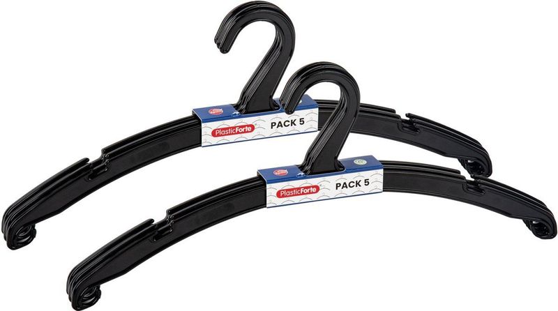 Plasticforte - Kledinghangers - Zwart - 10x - Kunststof - 42 x 18 cm