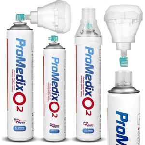 Promedix - Set van 12 stuks Draagbare zuurstofinhalator in een blik 99,4% O2 12L