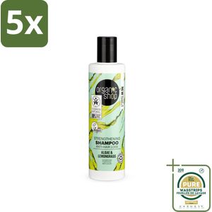 5 x Organic Shop - Algae & Lemongrass Strengthening Shampoo - Versterkend en Herstellend - 280 ml - Grootverpakking - Haarversterking - Haaruitval - Algenextract - Citroengrasolie - Gezonde Haargroei