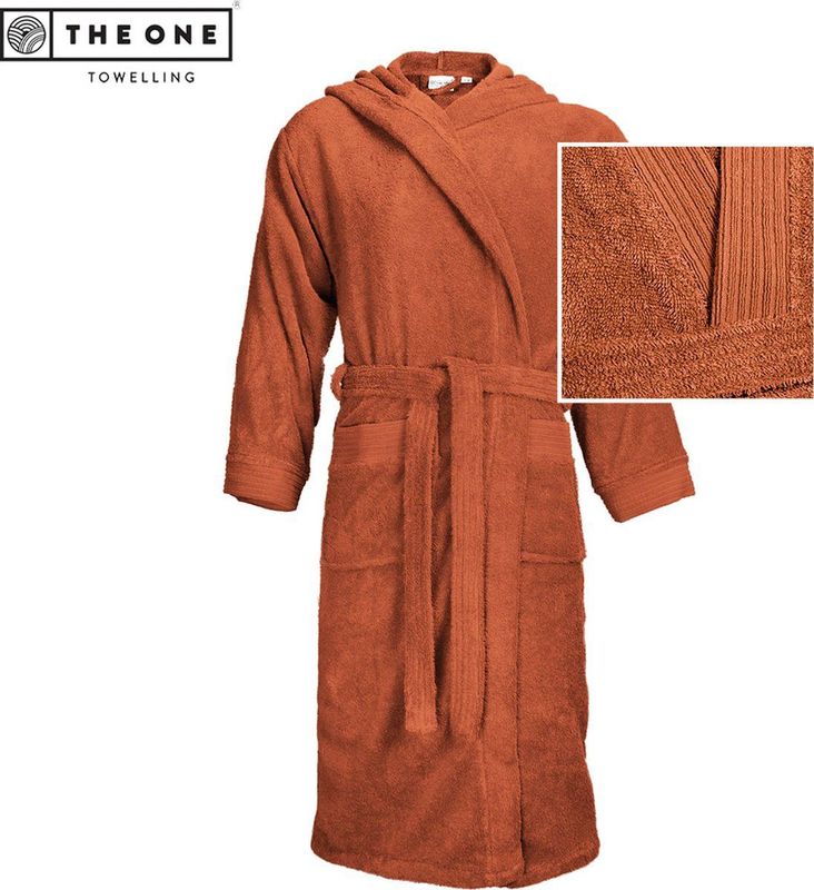The One - Towelling Badjas - Terra - Zachte Kamerjas met Capuchon - Vocht Absorberend - 100% Gekamd Badstofkatoen