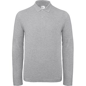 Men's Long Sleeve Polo ID.001 Heather Grijs merk B&C maat S