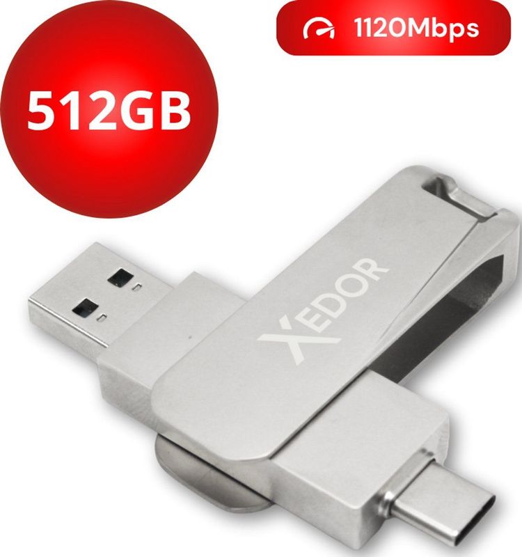 Xedor - Base - USB Stick - 512 GB - 1120 Mbps - USB C en A