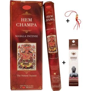 Doos met 120 stokjes - Wierook - Wierookstokjes - Incense sticks - Hem Nag Champa + 5 mini wierookstokjes + Gelukspoppetje