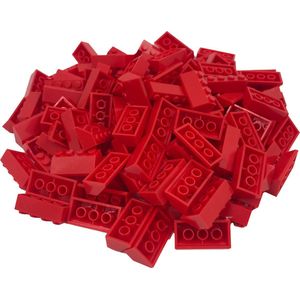 100 Bouwstenen 2x4 dakpan 45 graden | Rood | Compatibel met Lego Classic | Keuze uit vele kleuren | SmallBricks
