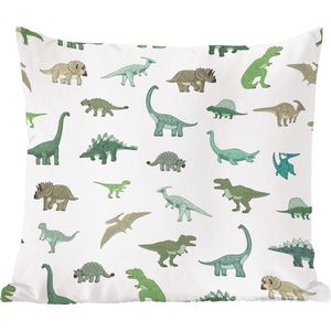 Kussen voor kinderkamers - Slaapkamer decoratie - Dinosaurus - Groen - Meiden - Jongens - Bruin - Kind - Patronen - 40x40 cm - Kussen voor kind