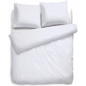 HNL Refined Satin Stripe Dekbedovertrek - Tweepersoons - 200x200/220 cm - Wit