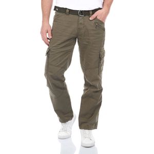 TIMEZONE Heren Cargo Broek Broeken BenitoTZ comfort/relaxed Fit Olijf 31W / 34L Volwassenen Herenbroek Riem