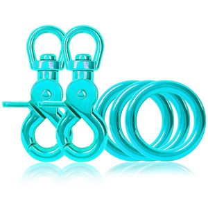 O-ring van staal en schaar-karabijnhaken set DIY hondenlijn/hondenhalsband turquoise
