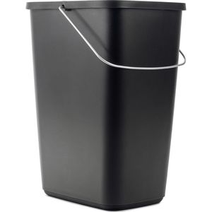 KADAX - Afvalemmer - Zwart - 12 liter - Kunststof met Beweegbare Metalen Handgreep