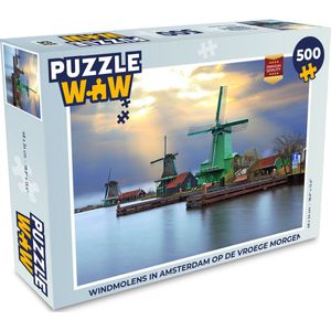 Puzzel Windmolens in Amsterdam op de vroege morgen - Legpuzzel - Puzzel 500 stukjes