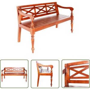 The Living Store Bank Batavia 136 cm massief mahoniehout donkerbruin - Houten Bank - Salontafel - Bankstel - Woonkamer Meubilair - Donkere Bank