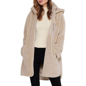 Only - Onlsascha Life - Teddyjas - Beige - Lang - Capuchon