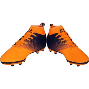 Nivia Ashtang Football Stud for Mens & Boys (Black/Orange, Size-EURO 40) Material-TPU Sole with PU Synthetic Leather | Ideal for Hard and Grassy Surfaces | Comfortable | Lightweight