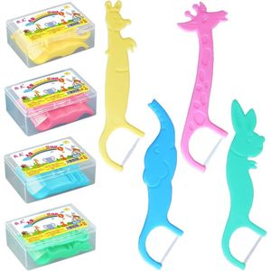 160 stuks superfloss voor kinderen - antislip handgrepen - tandenborstel en interdentale borstels in diervorm