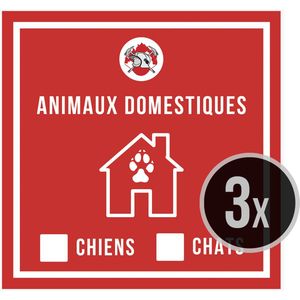 Pictogram/ sticker | Huisdieren aanwezig - Brandweer | 10 x 10 cm | Frans | Bij brand | Help onze dieren | Veiligheidsstickers | Franstalig | FR | 3 stuks