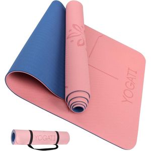 Antislip yogamat, vrij van schadelijke stoffen, met draagband. Yogamat met uitlijningslijnen. Ideale yogamatten als gymnastiekmat, sportmat, fitnessmat, yogamat - yogamat