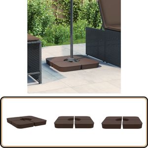 vidaXL Parasolvoet Set - 100kg - Bruin - PP Materiaal Parasolvoet - Parasolbasis - Tuinset - Strandstoel - Buitenshuis