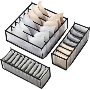 3-pack kledingopbergers - opvouwbaar - ladekast - ondergoed opbergdoos - opbergmand - garderobekast opbergdoos - opbergrooster met compartimenten - kan sokken, ondergoed, kleding, stropdassen opbergen