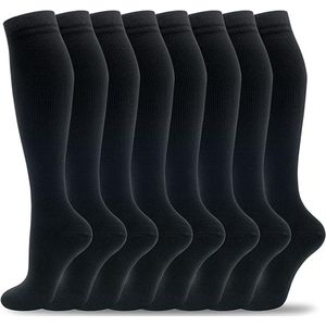 8 paar compressiekousen voor mannen en vrouwen, 20-30 mmHg, kniekousen, verpleegkundige, zwangere vrouwen, hardlopen, en reissporten (S-M)
