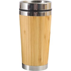 West Thermosfles - Bamboe Thermosfles - Thermosbeker - Roestvrijstaal - Koffiebeker - 0,5L