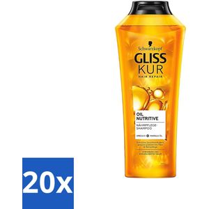 Gliss-Kur - Shampoo - Oil Nutritive - Voedende Shampoo - Voor Stroef & Gespannen Haar - 400 ml - Bulkverpakking - 20 stuks