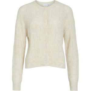 VILA - Gebreid Vest - Beige - Lange Mouw - Ronde Hals