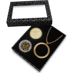 LOCKits Gift Set - 989900089 - Edelstalen Hanger met Ketting - Parel & Open Fantasie Munt - Goudkleurig