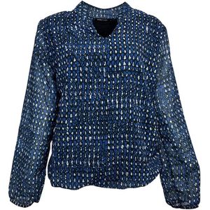 Pink Lady - E202 - Blouse - Kobalt Blauw Print - V-hals en Elastiek Onderzijde