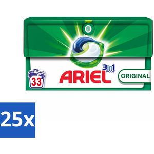 25 x Ariel - 3in1 Wasmiddel Pods - Original - 33 Pods - 3 In 1 Wasmiddel - Wasmiddel Pod - Koud Water Wasmiddel - Vlekverwijderaar - Frisheid Wasmiddel