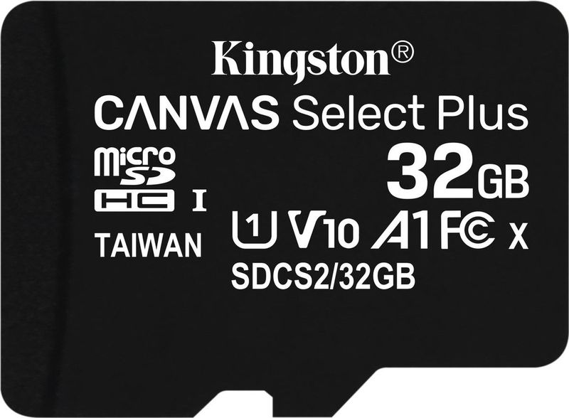 Kingston Technology 32GB micSDHC Canvas Select Plus 100R A1 C10 dubbel pakket + enkele ADP