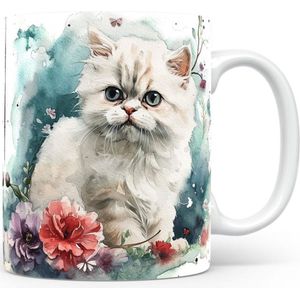 Mok met Persian Kat Beker voor koffie of tas voor thee, cadeau voor dierenliefhebbers, moeder, vader, collega, vriend, vriendin, kantoor
