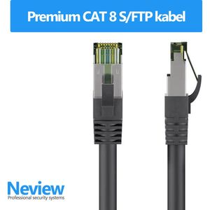 Neview - 10 meter premium S/FTP kabel - CAT 8 - 100% koper - Zwart - (netwerkkabel/internetkabel)