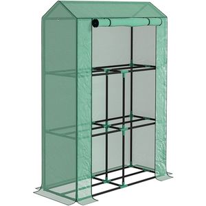 Winterbestendig glazen kas met rolldeur en planken, voor balkon en tuin, UV-bescherming, 100x40x150cm, tomaatkas voor groenten, bloemen, planten, groen
