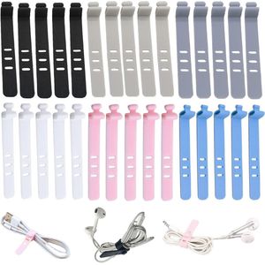 Aanpas 1: Reusable Cable Ties Wire Made of Silicone - Adjustable, Six Colors, 30 Pack Aanpas 2: Adjustable Silicone Cable Ties - 30 Pack, Six Colors, Reusable Wire Ties